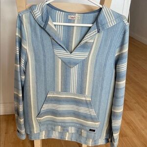 Faherty Striped Hoodie in Blue and Cream